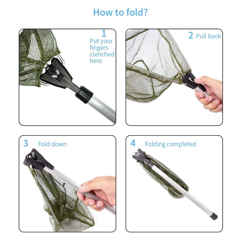 YVLEEN Kids Fishing Net for Lakes - Minnow Nets for Kids - Aluminum Collapsible Telescopic Fishing Pole Handle and Nylon Mesh Small Fishing net - Butterfly Nets for Kids Outdoor Playing - Image 4